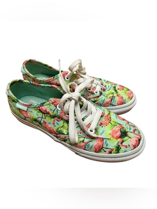 Vans Shoes - Flamingo Print Canvas Sneakers - Mint & Pink size 6